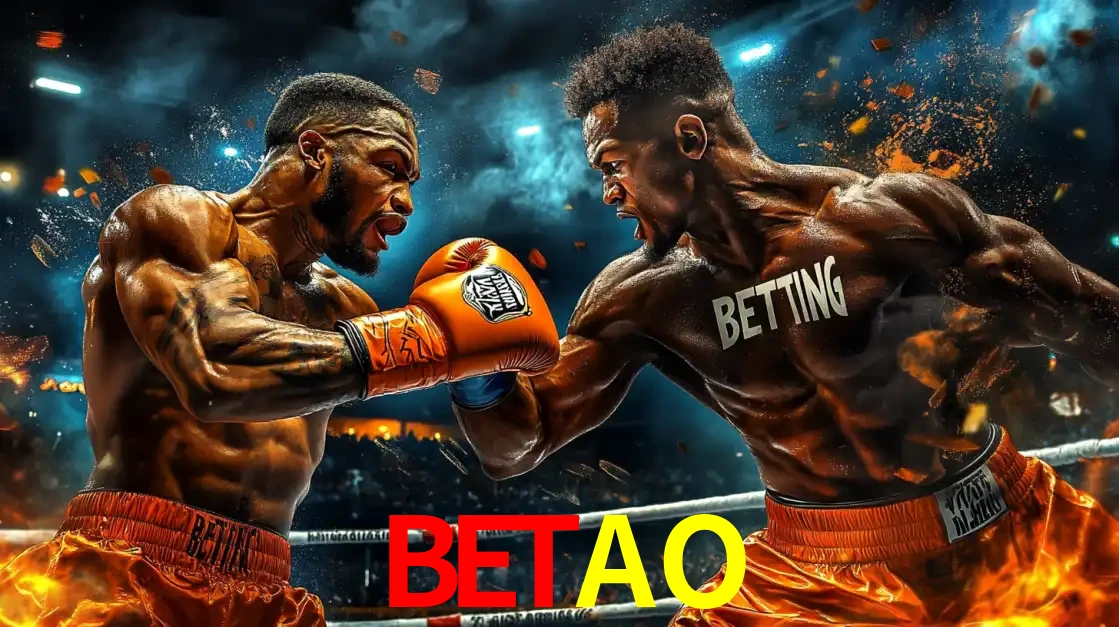 Dois boxeadores em uma luta intensa e explosiva, representando a adrenalina e as oportunidades de apostas em esportes de combate disponíveis na plataforma BETAO.