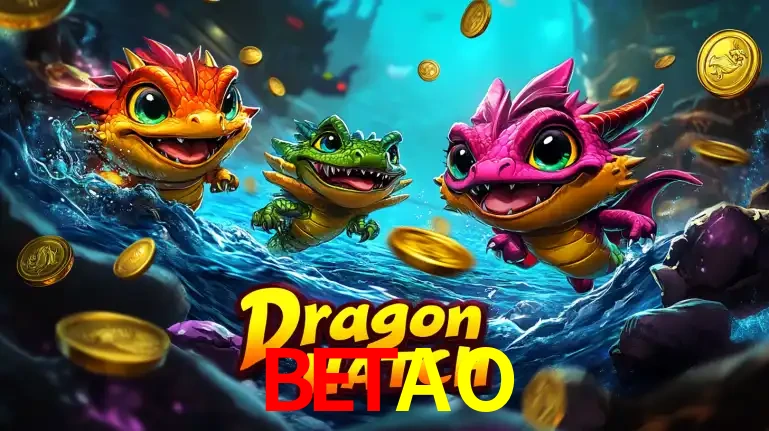 Arte promocional do jogo Dragon Hatch com três adoráveis dragões bebês nadando entre moedas de ouro, um dos slots mais divertidos para jogar no cassino BETAO.