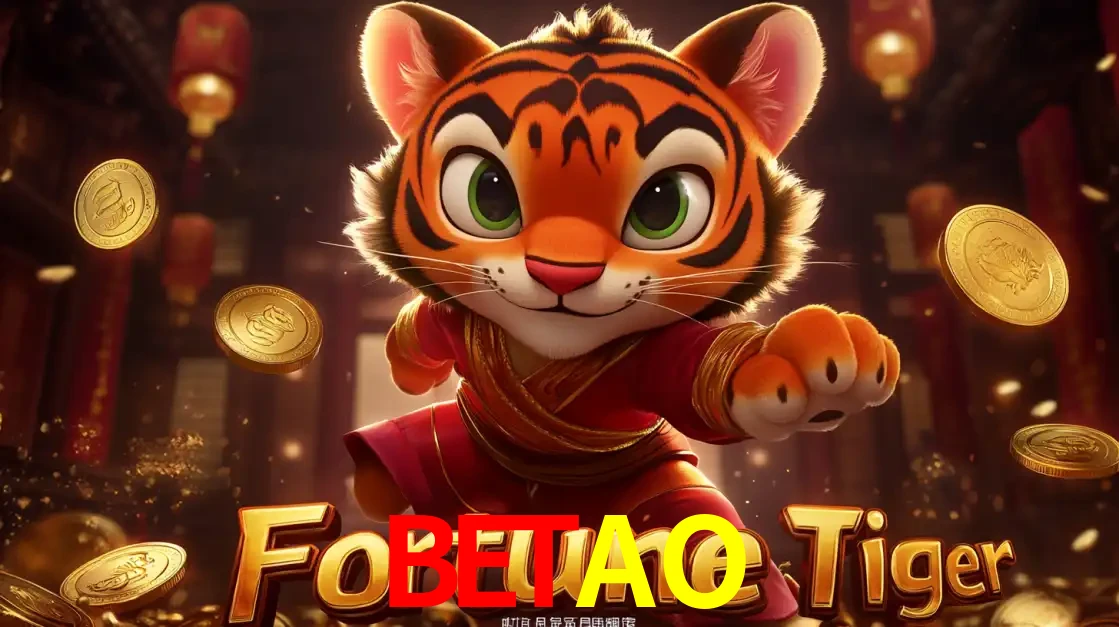 O carismático mascote do jogo de slot Fortune Tiger, um tigre fofo em pose de artes marciais, pronto para trazer sorte e multiplicadores de ganhos no cassino online BETAO.